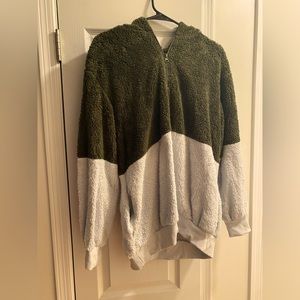 Fleece half zip hooded sweatshirt.  Size XL. Super comfy and warm!
